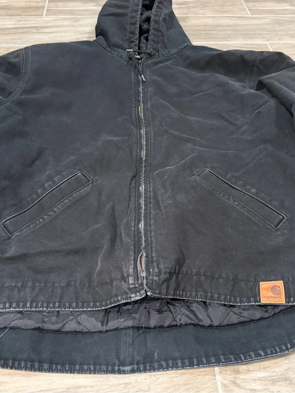 Vintage Carhartt Quilt lined Insulated Black Canvas Jacket Mens XXL 100733 001